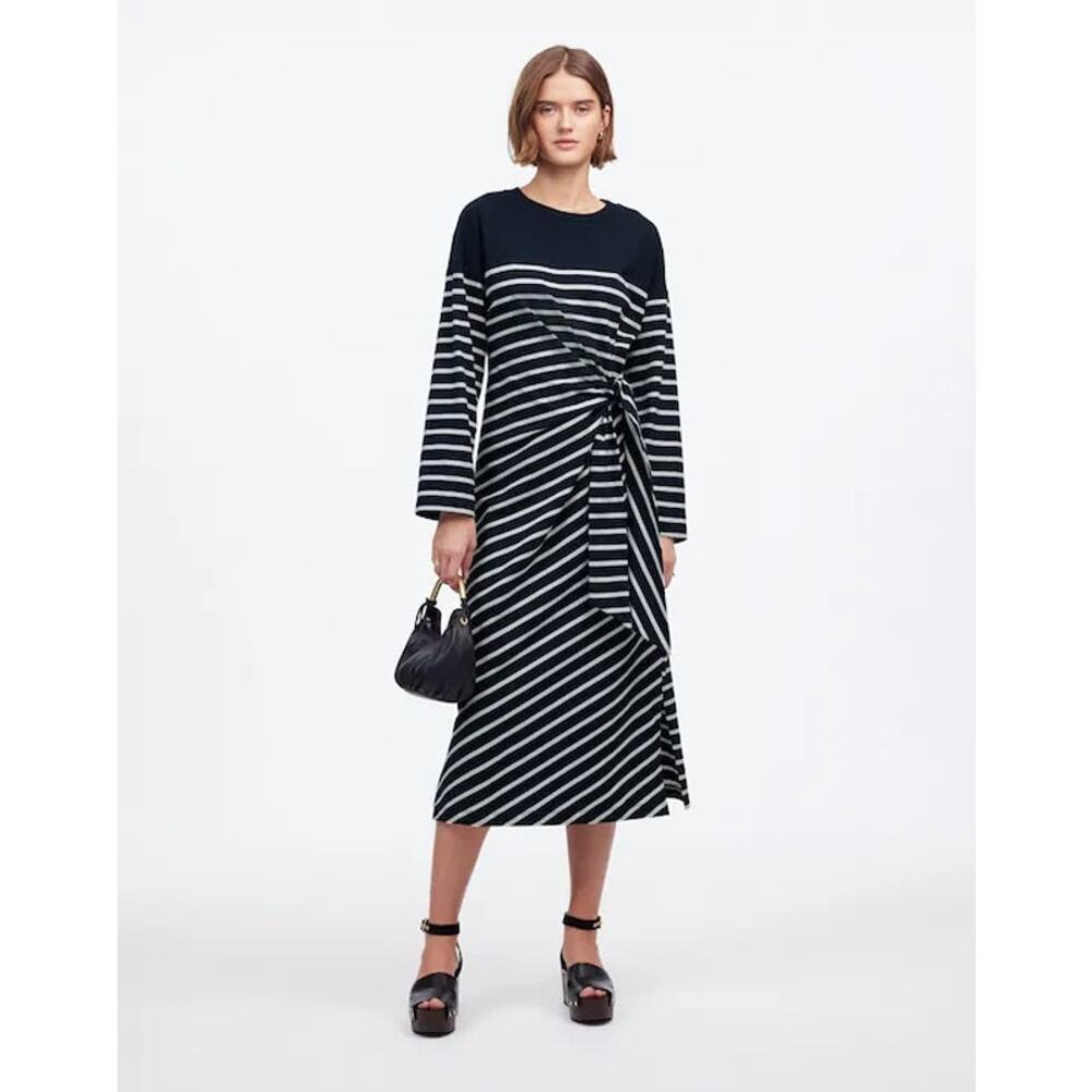 Madewell Side-Tie Knit Maxi Dress in Stripe